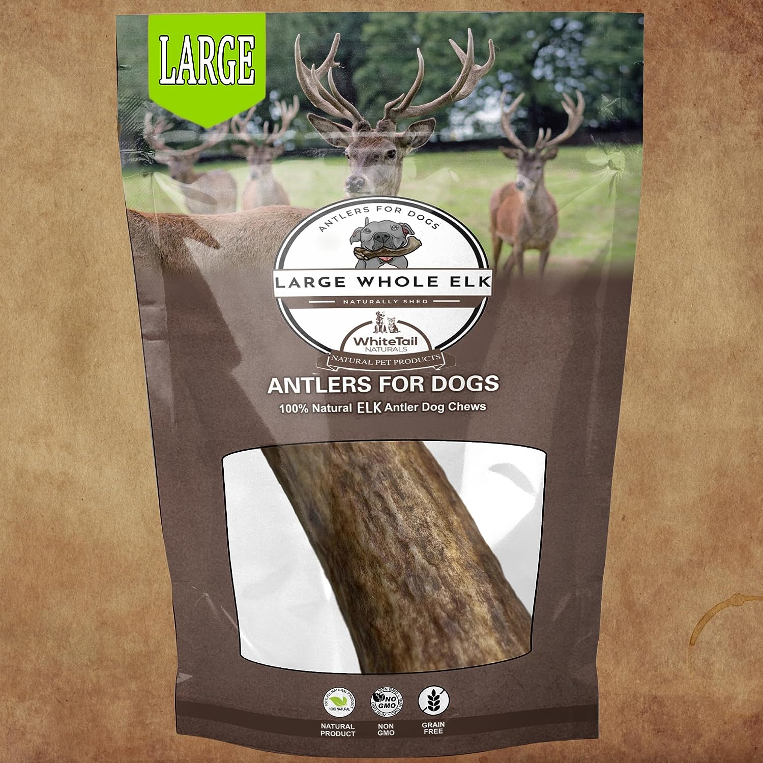 1 Pack - Large | Whole Elk Antler Dog Chew