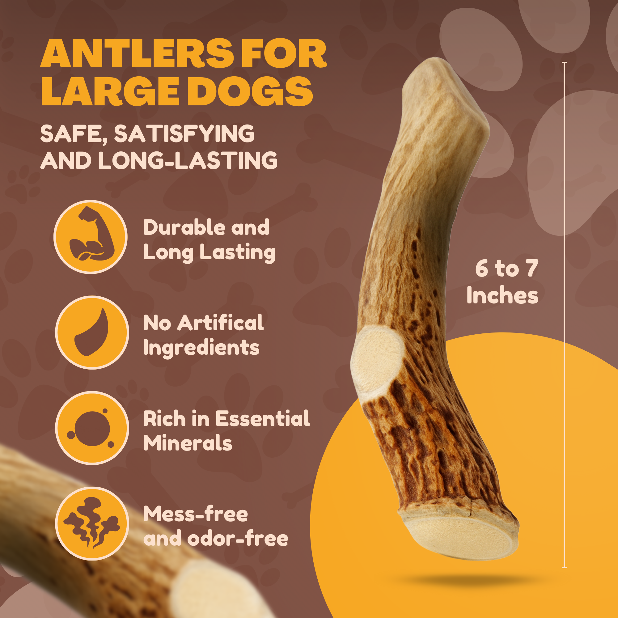 3 Pack - Large | Deer Antler Dog Chews