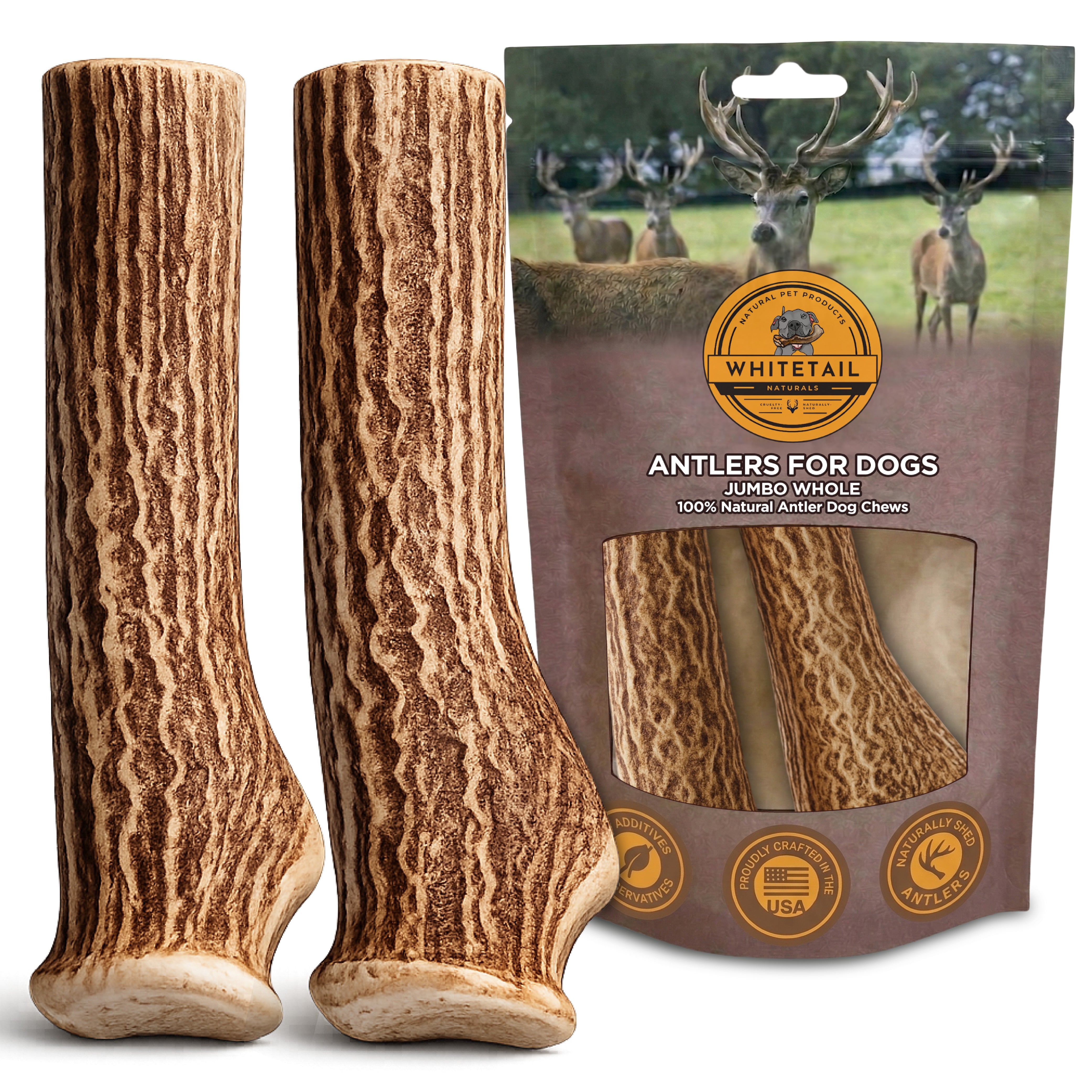Monster XXL Whole Deer Antler Dog Chew for Large Dogs 50+ lbs