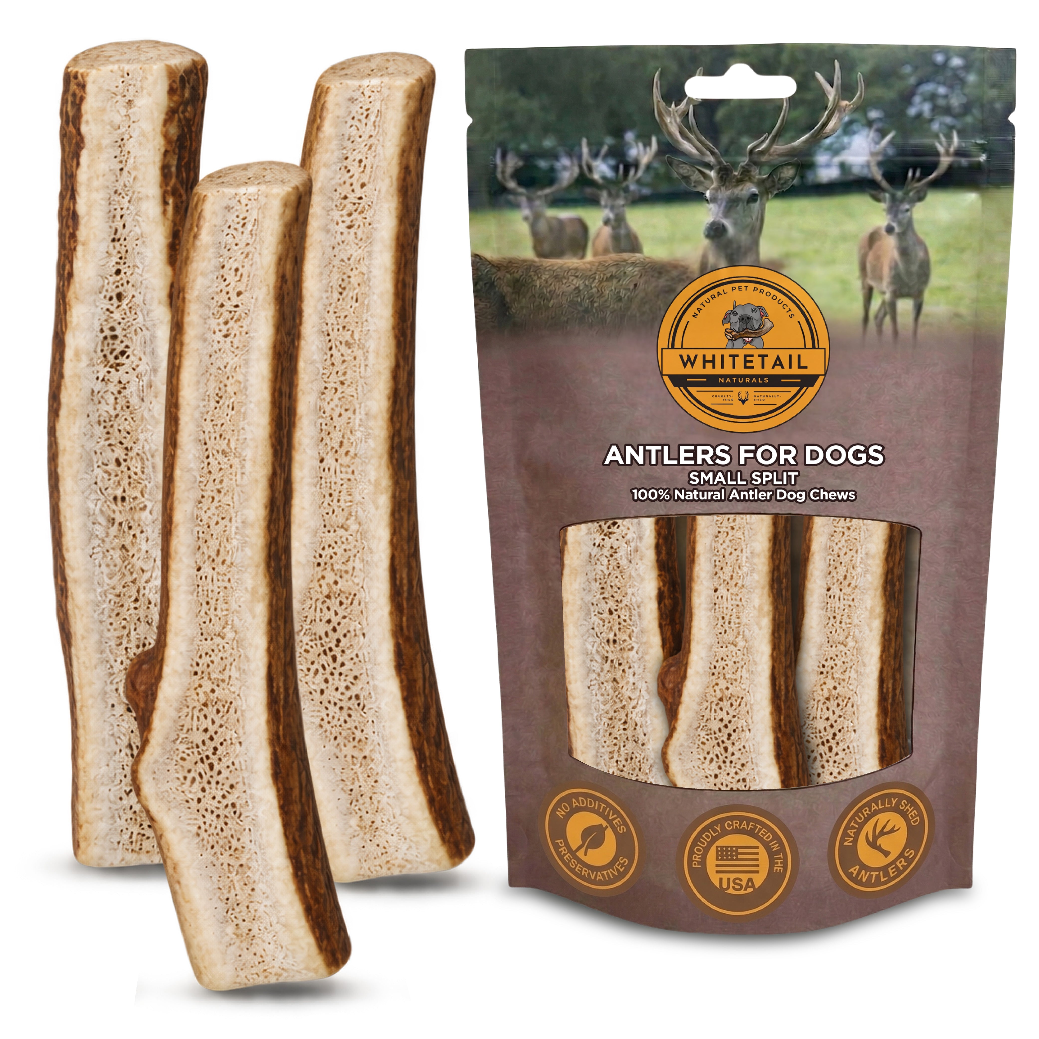 Small Split Elk Antler Dog Chews – 1, 3 or 6 Pack