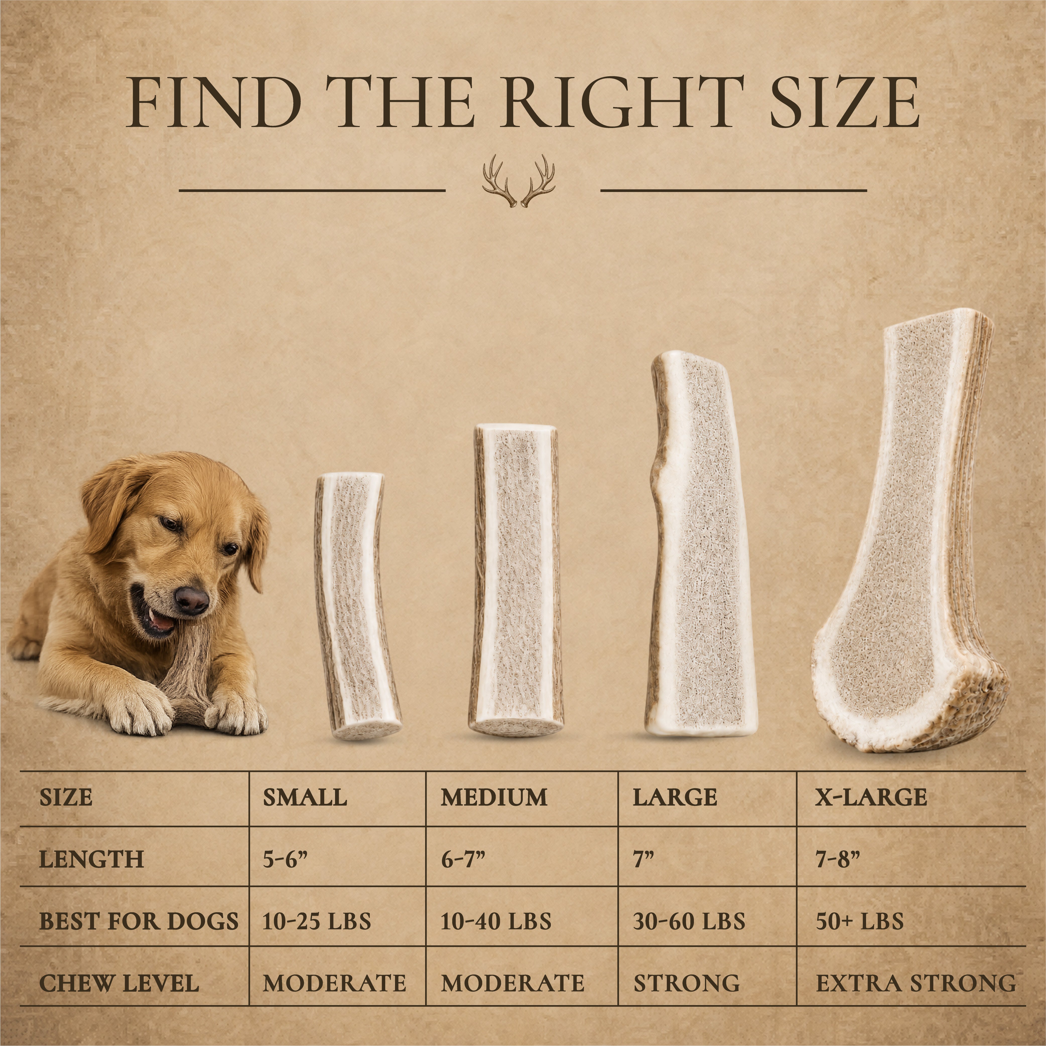 Bulk Split Elk Antler Dog Chews – ½ lb, 1 lb, 2 lb or 3 lb Value Packs