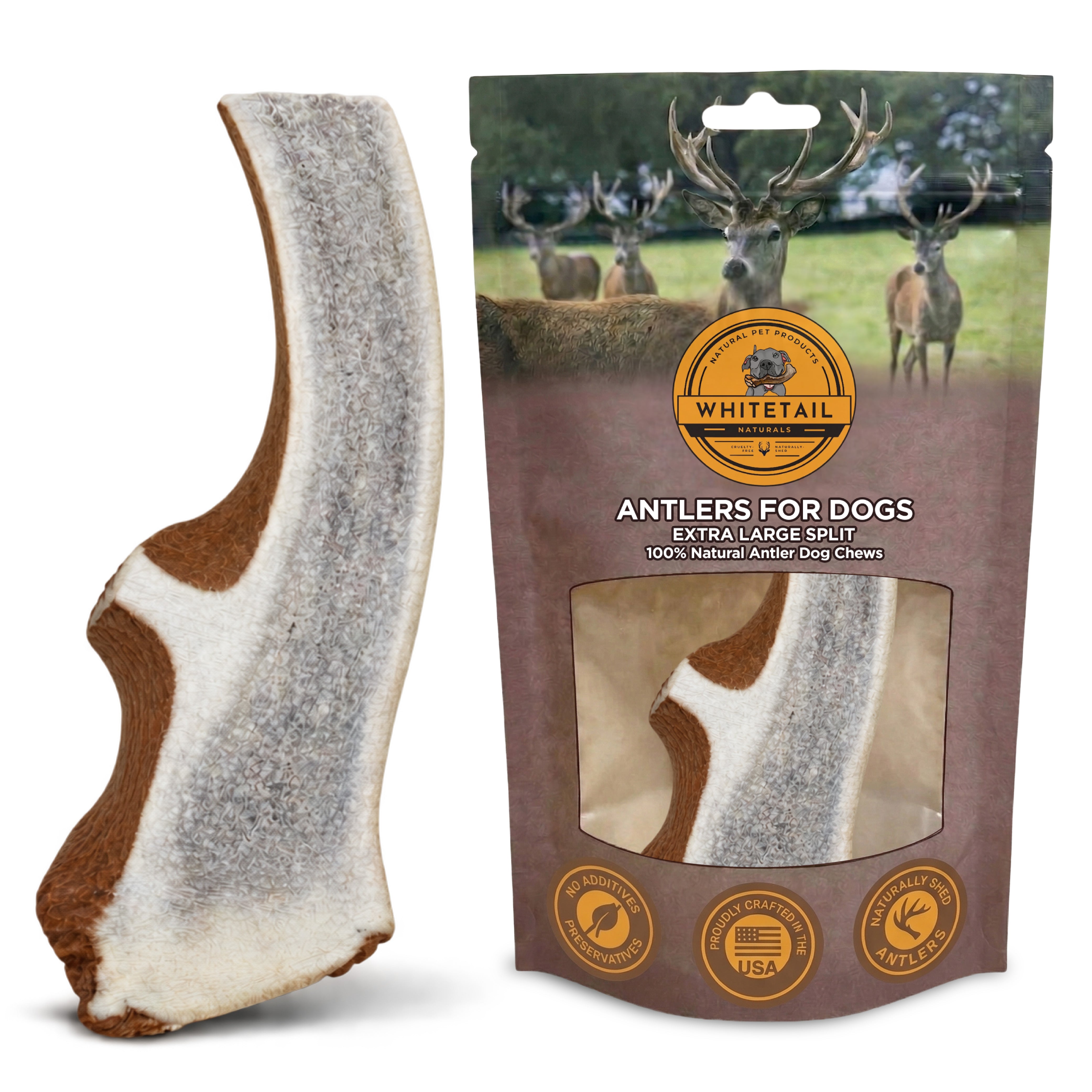 XL Monster Split Elk Antler Dog Chews for Extra Large Dogs – 1, 2 or 3 Pack