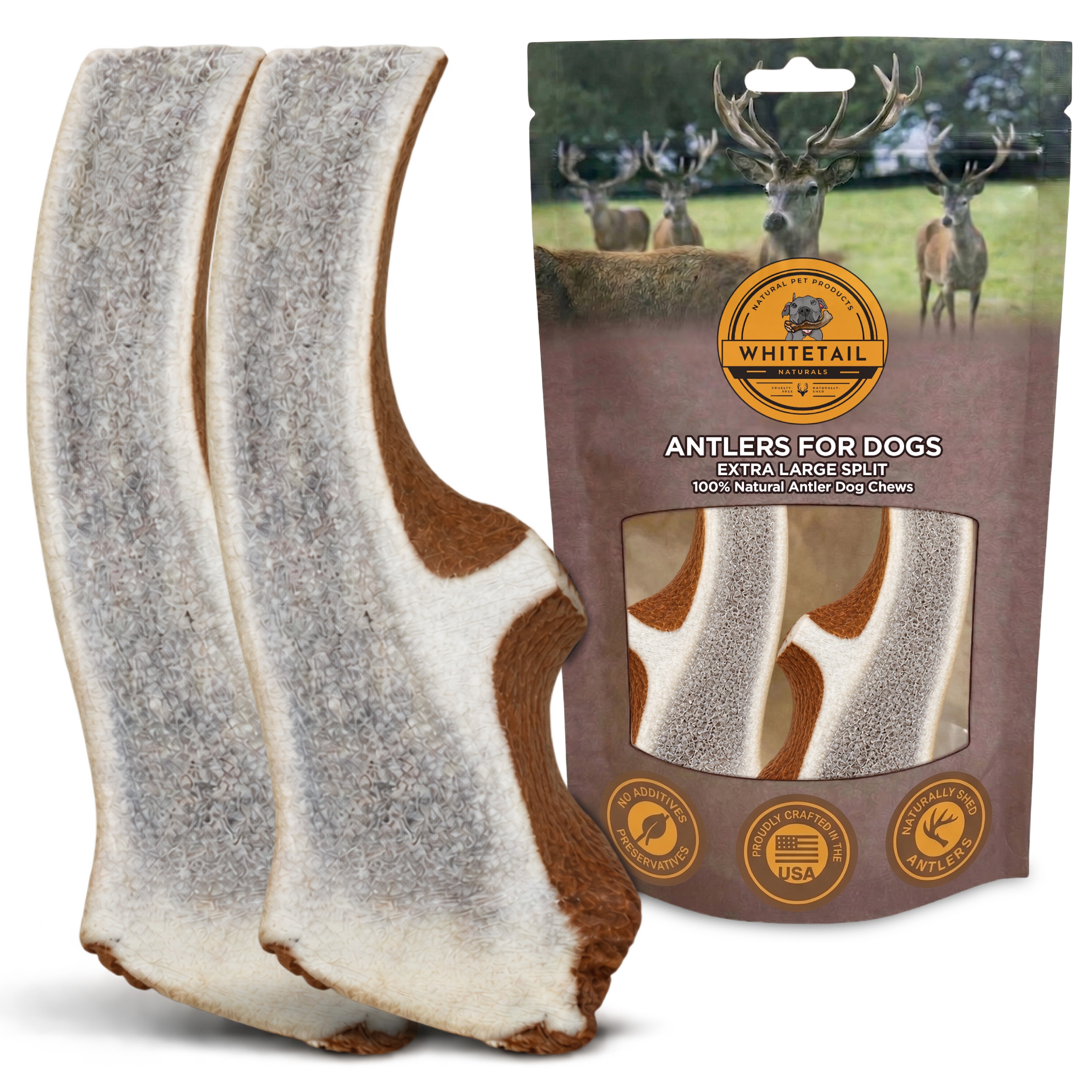 XL Monster Split Elk Antler Dog Chews for Extra Large Dogs – 1, 2 or 3 Pack