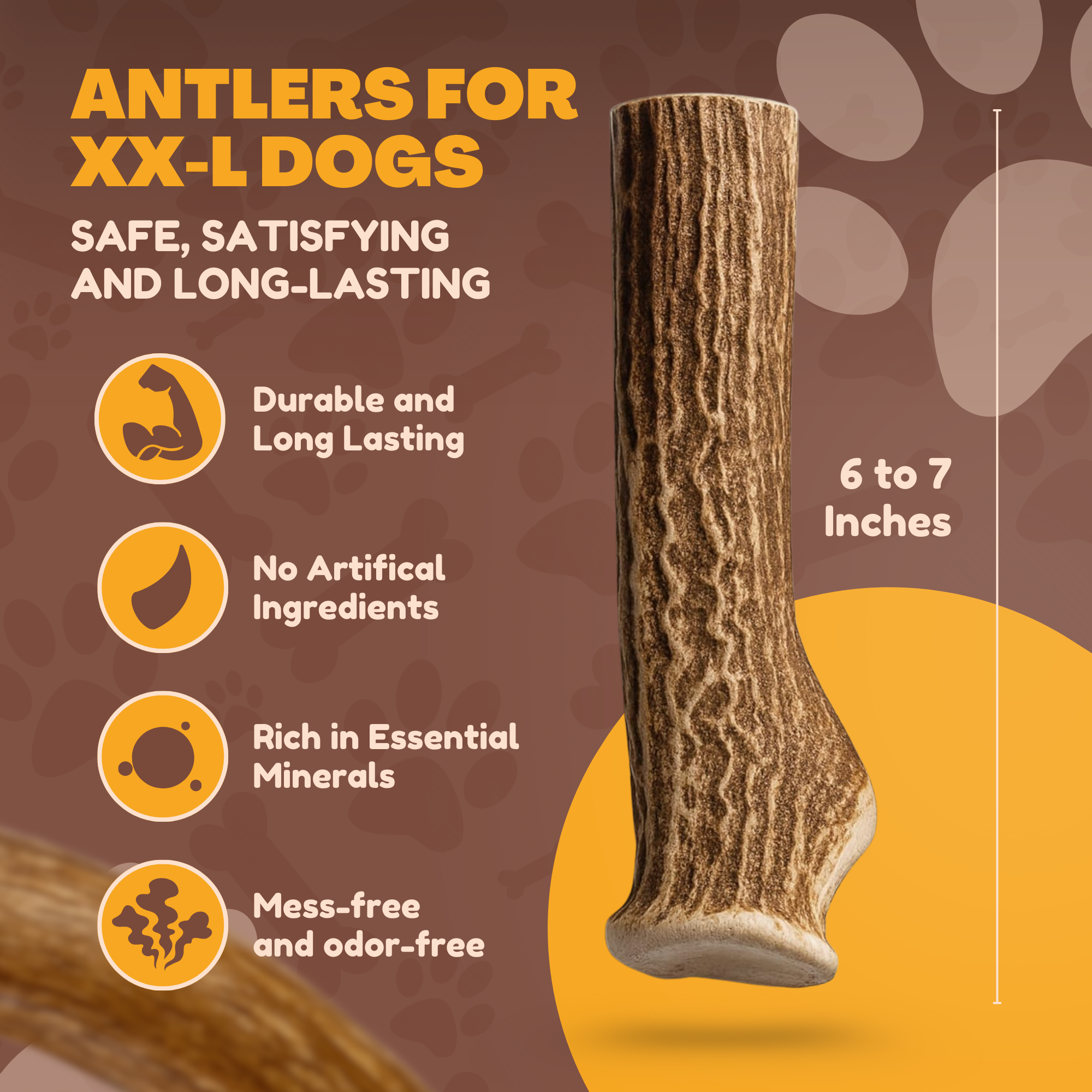 2 Pack - Jumbo - XXL | Deer Antler Dog Chew - 2XL
