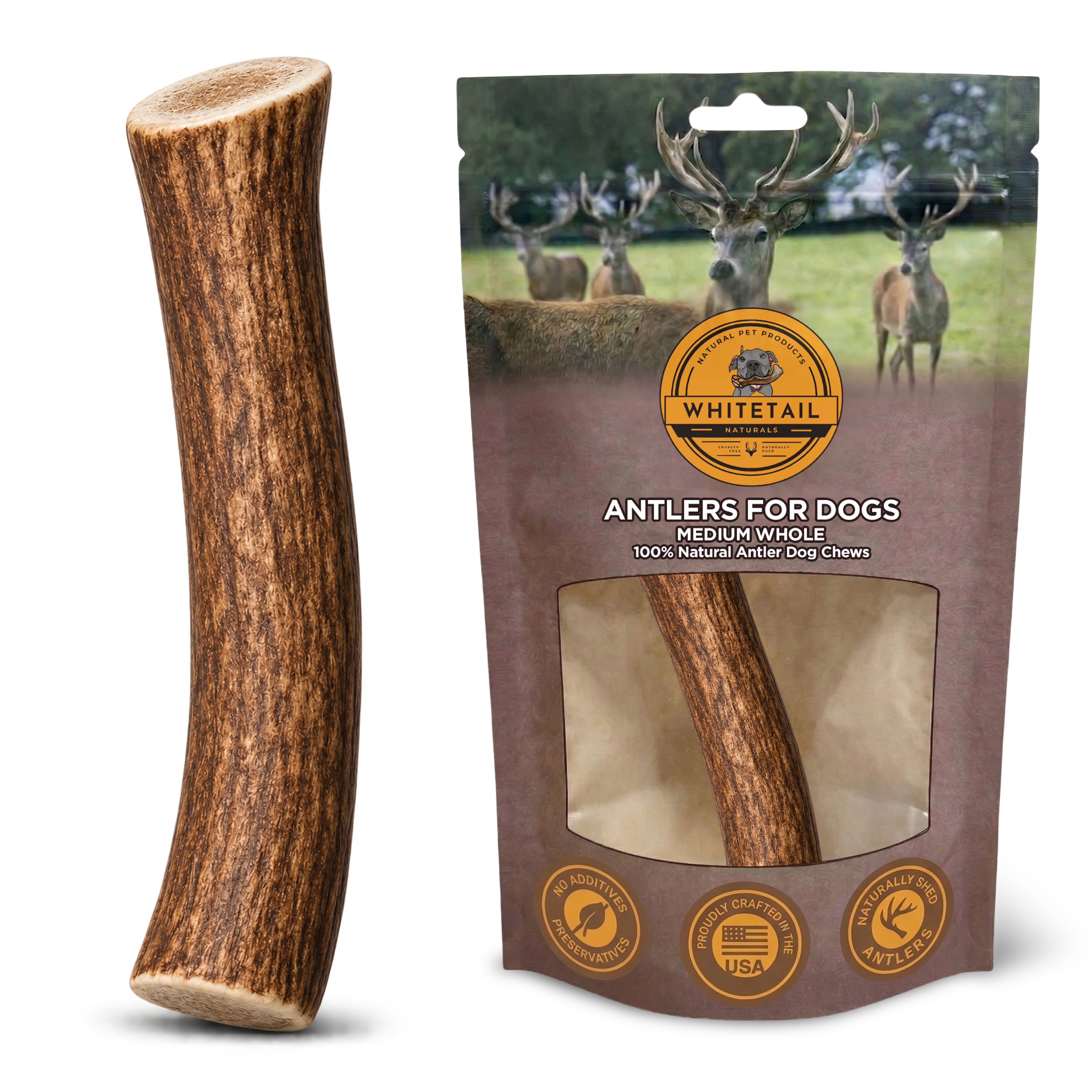 Medium Whole Deer & Elk Antler Dog Chews – 1, 3 or 6 Pack