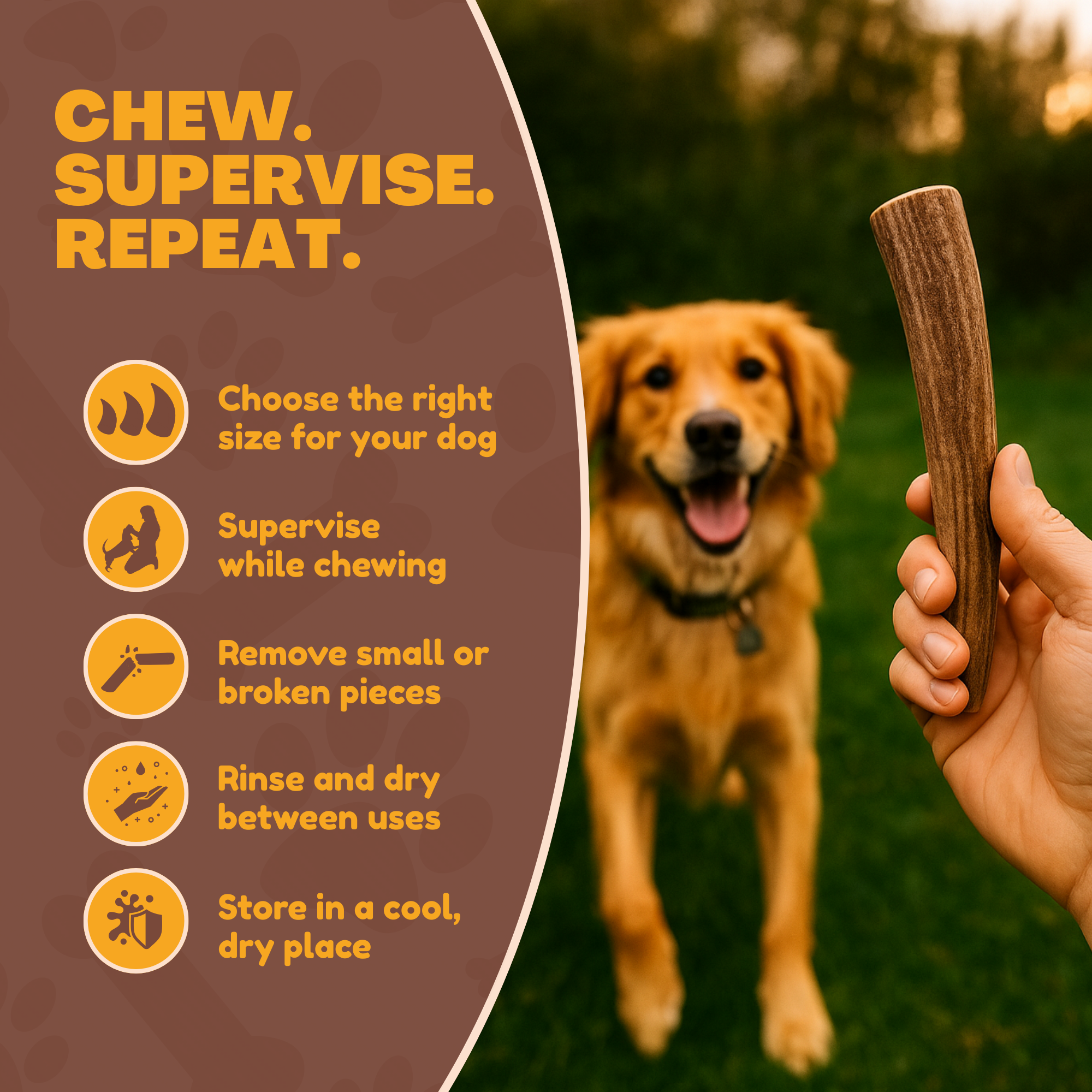 6 Pack - Medium | Deer Antler Dog Chews