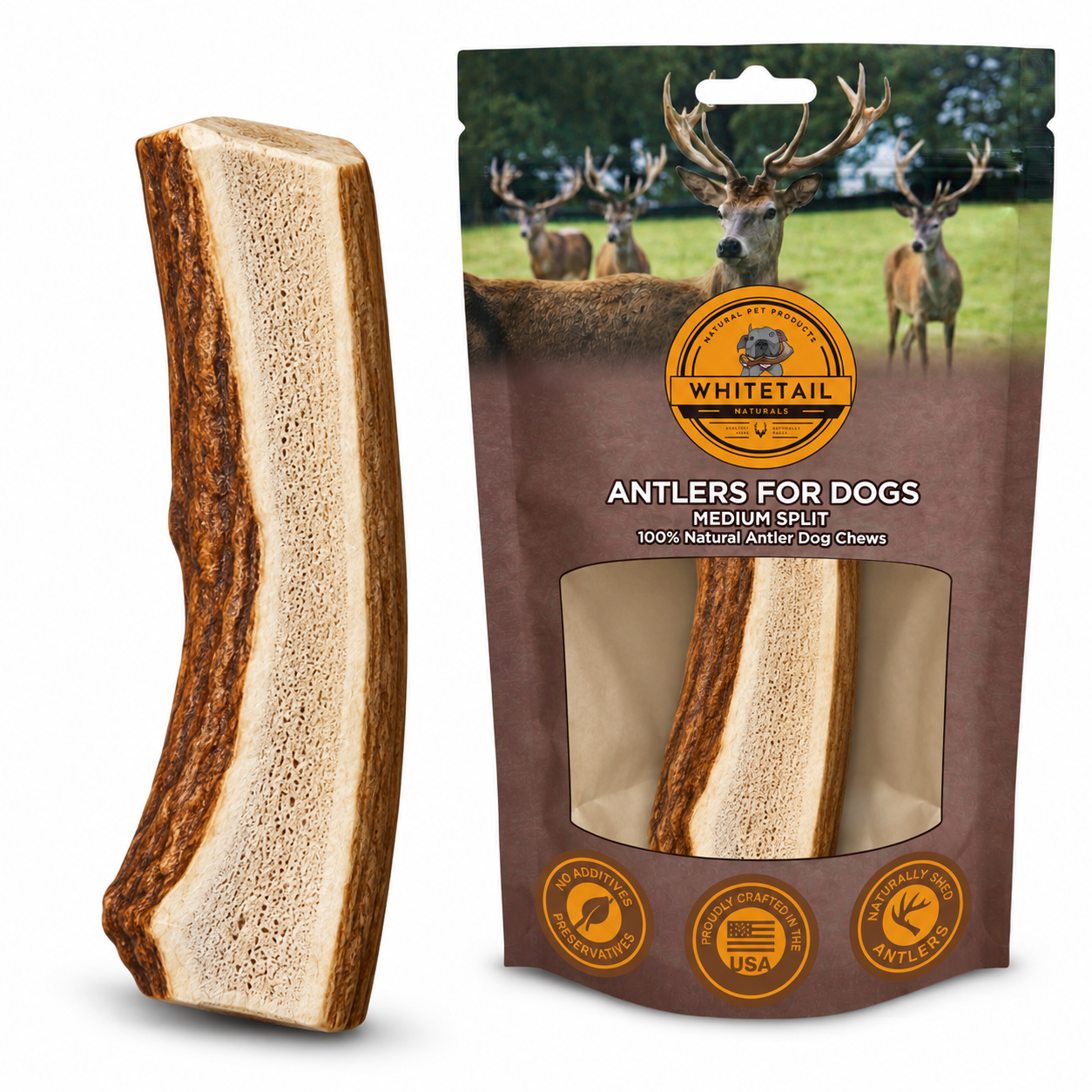 Medium Split Elk Antler Dog Chews – 1, 3 or 6 Pack