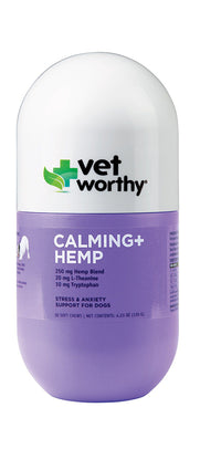 Vet Worthy Calming + Hemp Soft Chews for Dogs - 250 mg