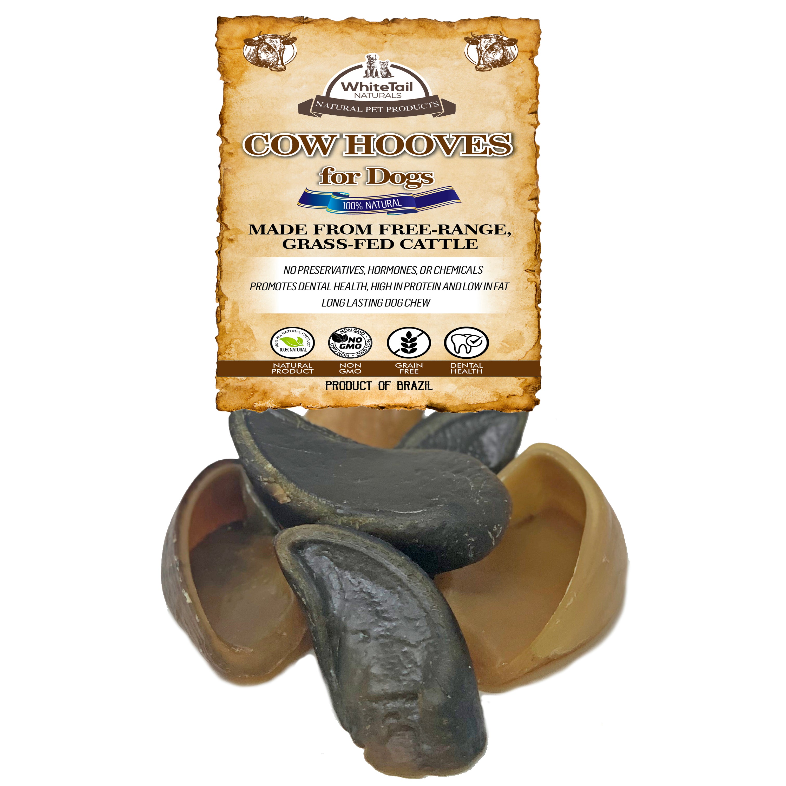 6 Pack - Smoked Cow Hooves Durable Chews