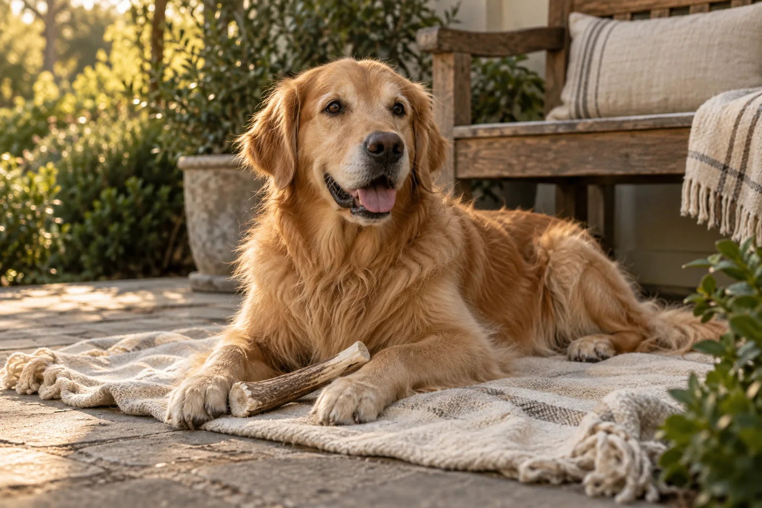 Illustrative golden retriever lifestyle photograph